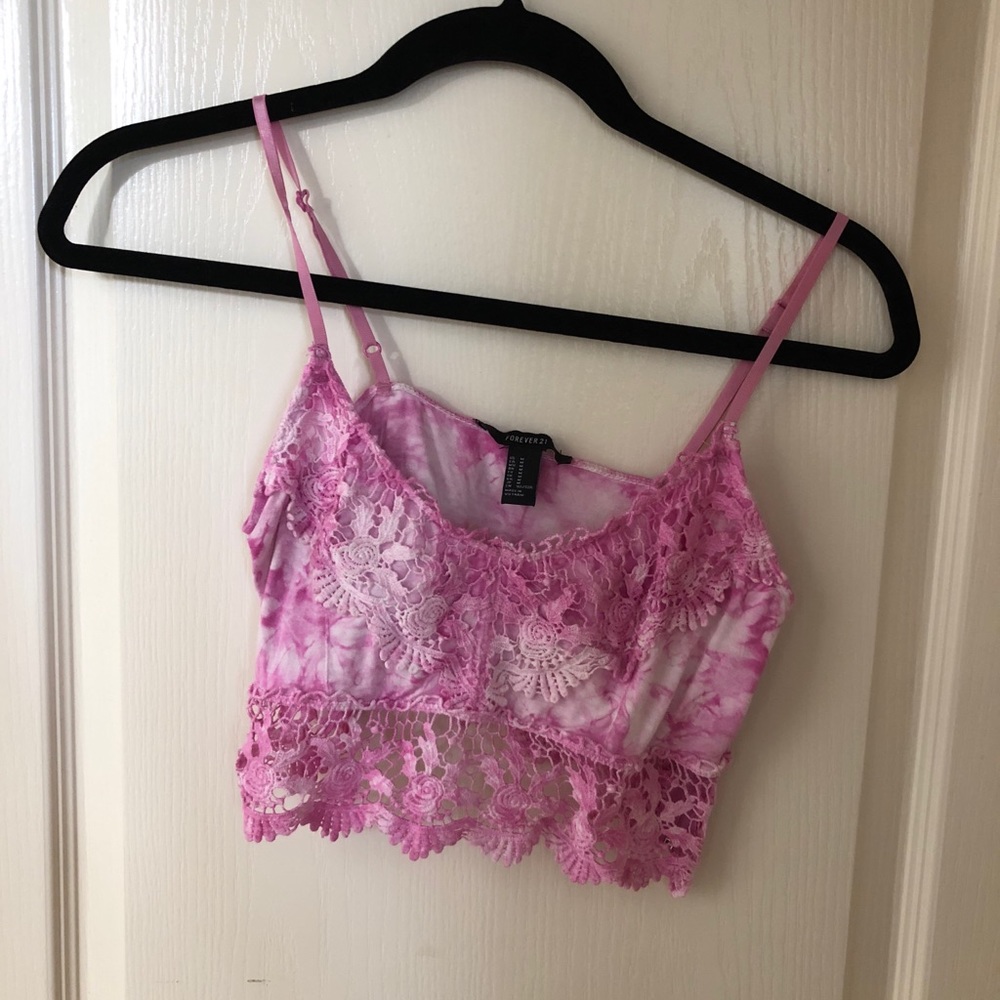 Pink ty dye crop top